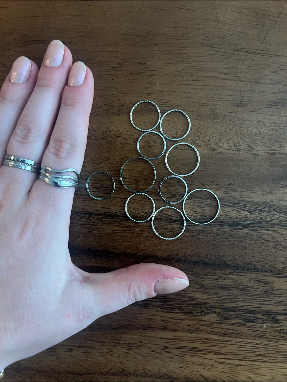 Stackable Silver Tone Thin Ring Set - Minimal Women’s Accessories **Various size